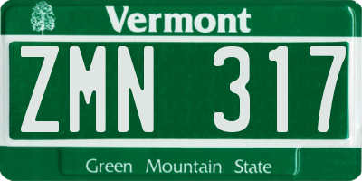 VT license plate ZMN317