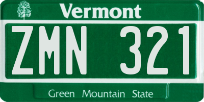 VT license plate ZMN321