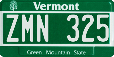VT license plate ZMN325