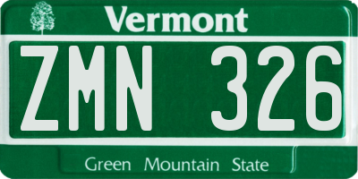 VT license plate ZMN326