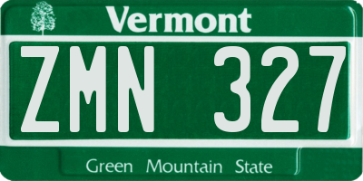VT license plate ZMN327