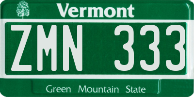 VT license plate ZMN333