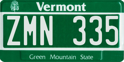 VT license plate ZMN335