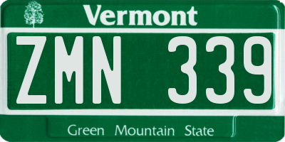 VT license plate ZMN339