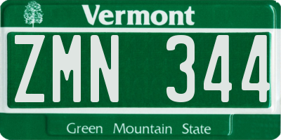 VT license plate ZMN344