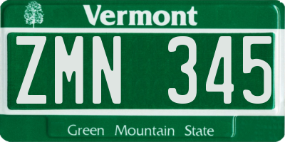 VT license plate ZMN345