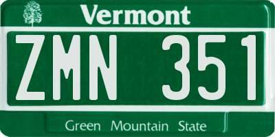 VT license plate ZMN351