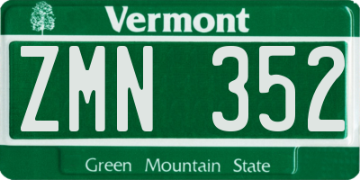 VT license plate ZMN352