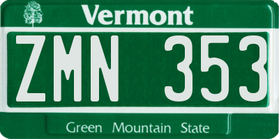 VT license plate ZMN353