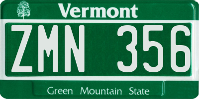 VT license plate ZMN356