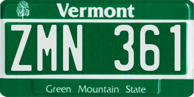 VT license plate ZMN361