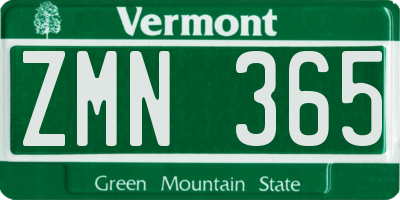 VT license plate ZMN365