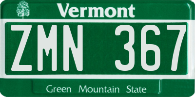 VT license plate ZMN367