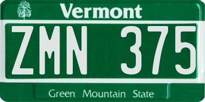 VT license plate ZMN375