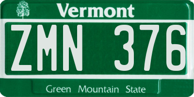 VT license plate ZMN376