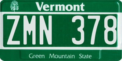 VT license plate ZMN378