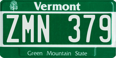 VT license plate ZMN379