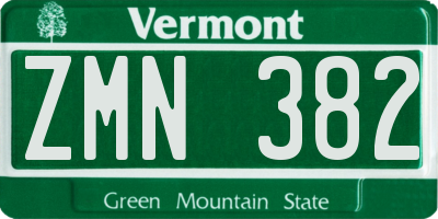 VT license plate ZMN382