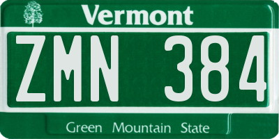 VT license plate ZMN384