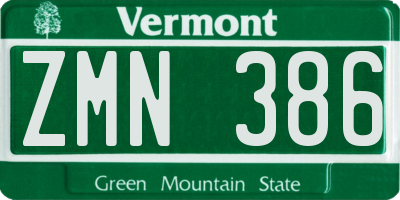 VT license plate ZMN386