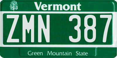 VT license plate ZMN387