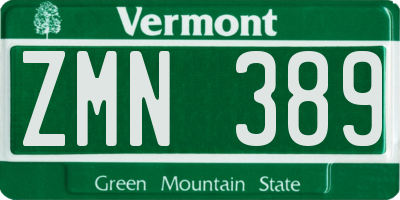 VT license plate ZMN389