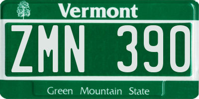 VT license plate ZMN390
