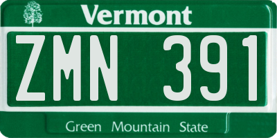 VT license plate ZMN391