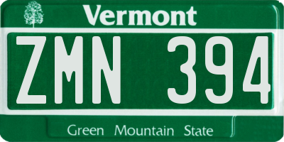 VT license plate ZMN394