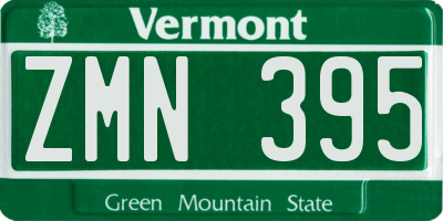 VT license plate ZMN395