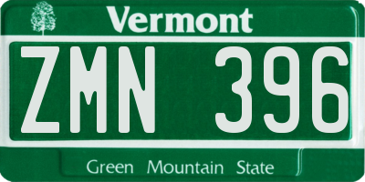 VT license plate ZMN396