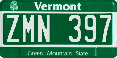 VT license plate ZMN397