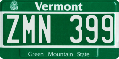 VT license plate ZMN399