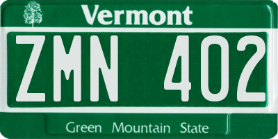 VT license plate ZMN402