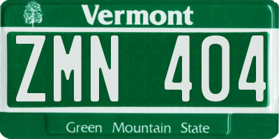 VT license plate ZMN404