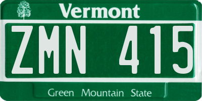 VT license plate ZMN415