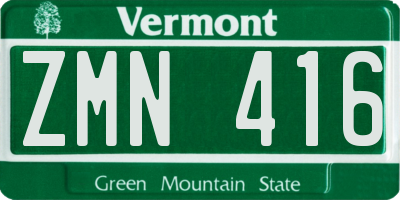 VT license plate ZMN416