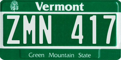 VT license plate ZMN417