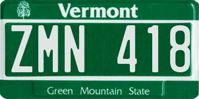 VT license plate ZMN418