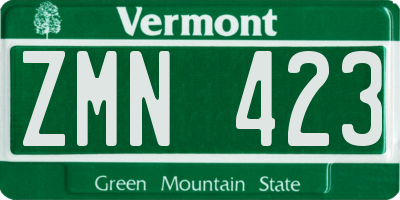 VT license plate ZMN423