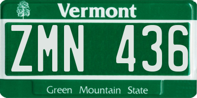 VT license plate ZMN436