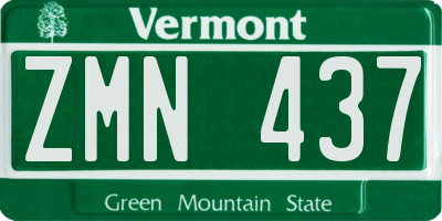 VT license plate ZMN437
