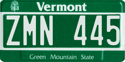 VT license plate ZMN445