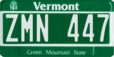 VT license plate ZMN447