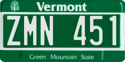 VT license plate ZMN451