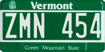 VT license plate ZMN454