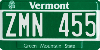 VT license plate ZMN455
