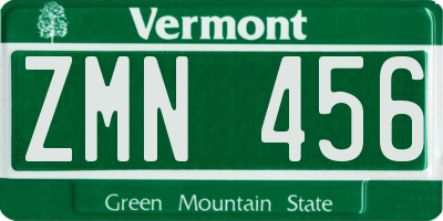 VT license plate ZMN456