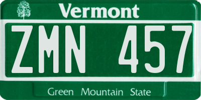 VT license plate ZMN457