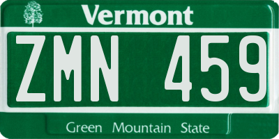 VT license plate ZMN459